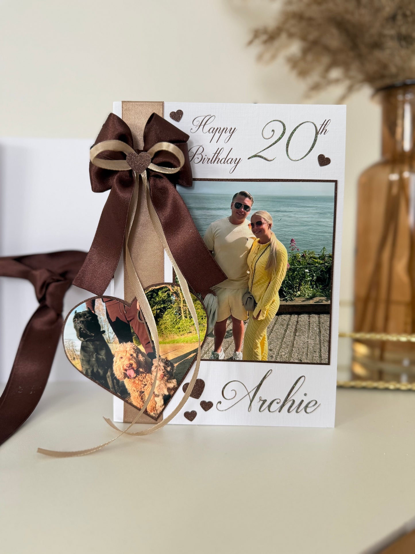 Brown Photo & Bow Card