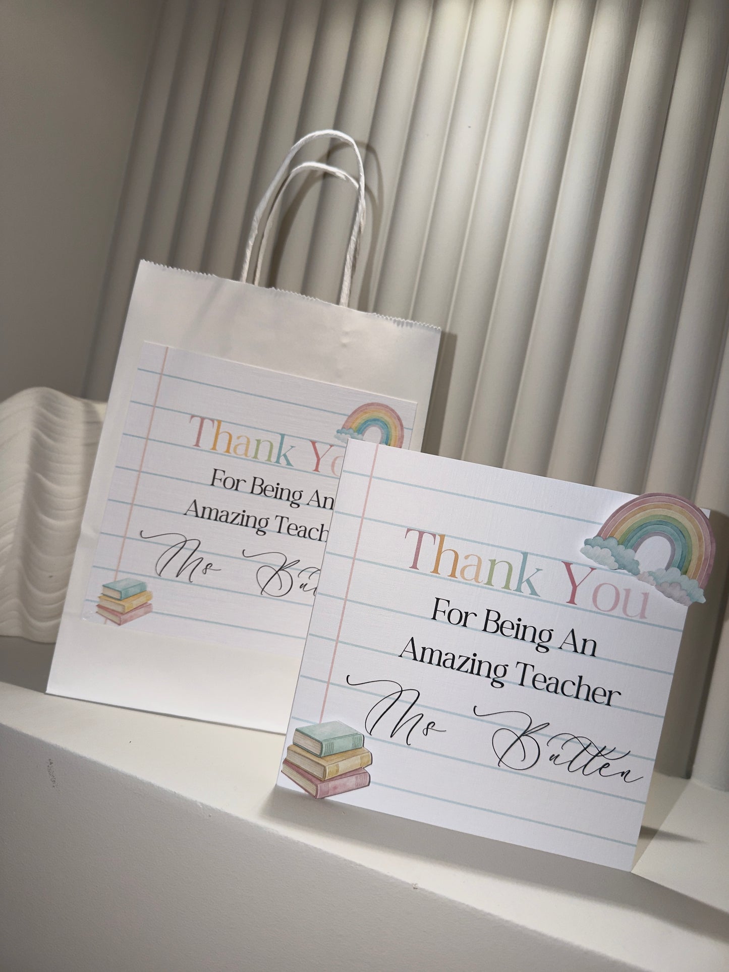 3D Thank You Teacher Rainbow Card