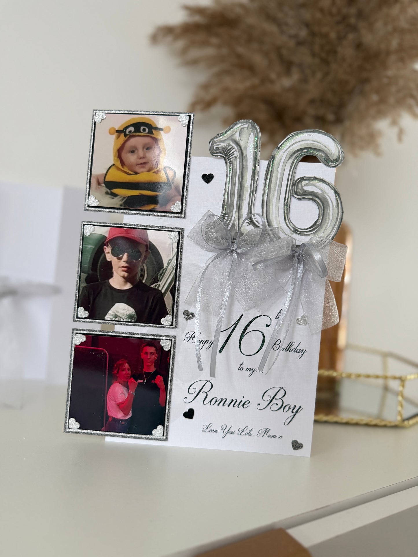 Number Balloon Card - Silver/Grey