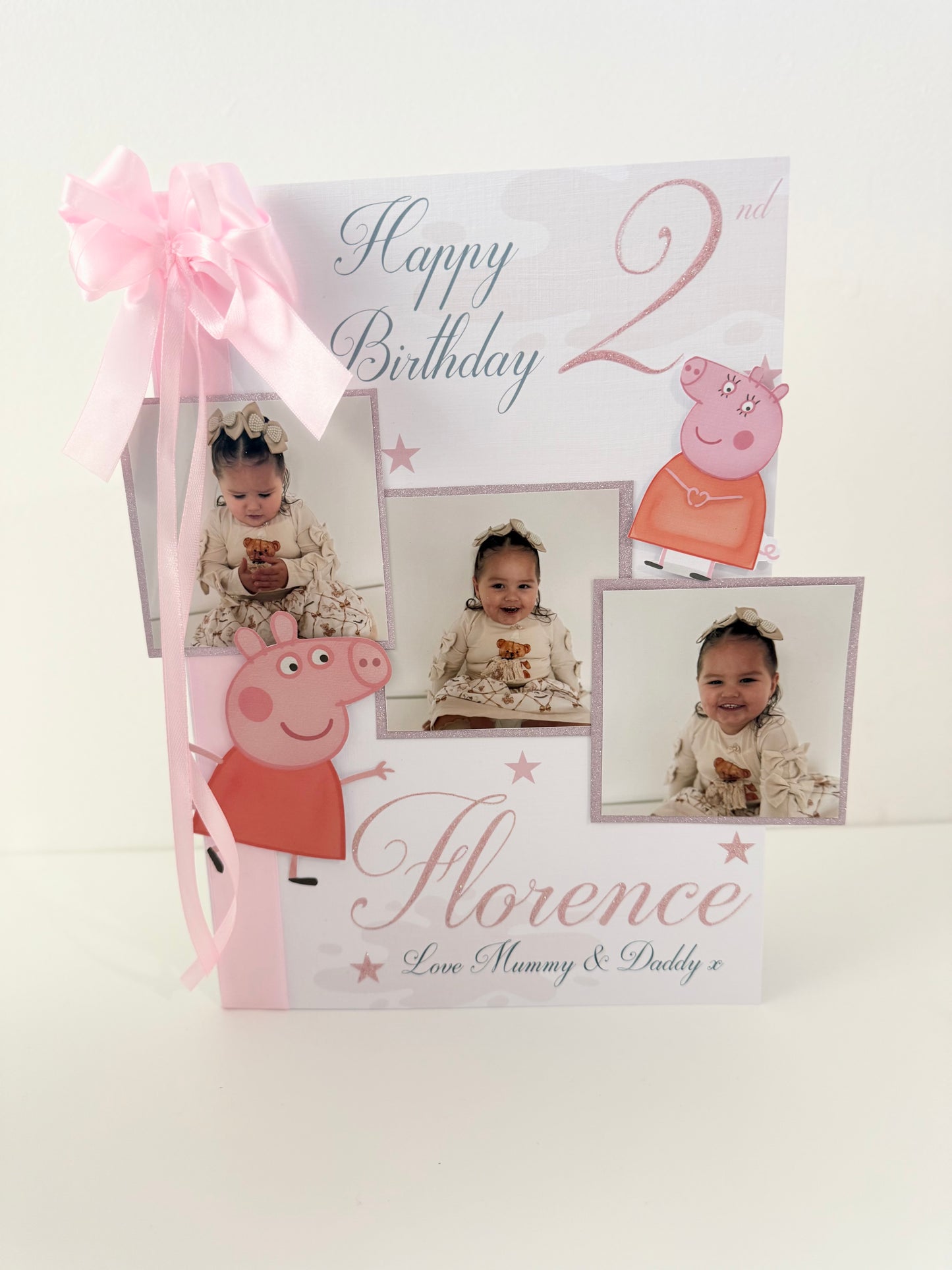 Peppa Pig Ribbon & Bow Photo Card - A4