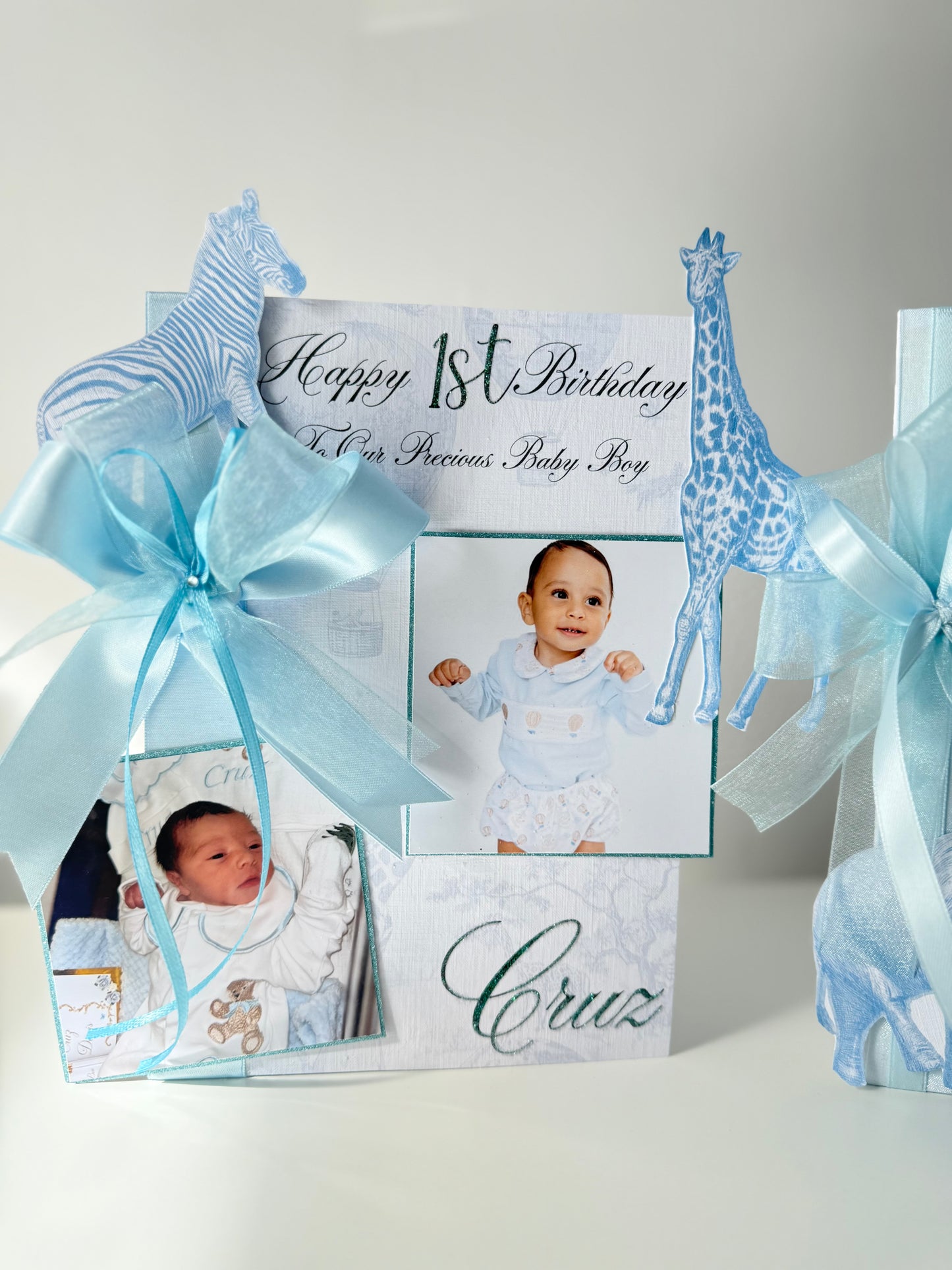 3D Safari Tolie Ribbon & Bow Photo Card - A5