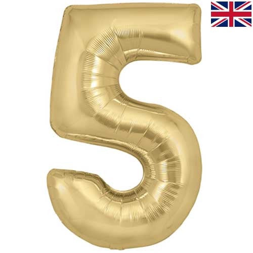 34 inch Oaktree Gold Silk Number 5 Foil Balloon