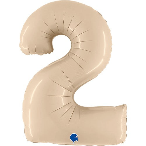 40 inch Cream Number 2 Satin Foil Balloon