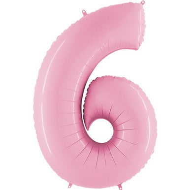 40 inch Pastel Pink Number 6 Foil Balloon