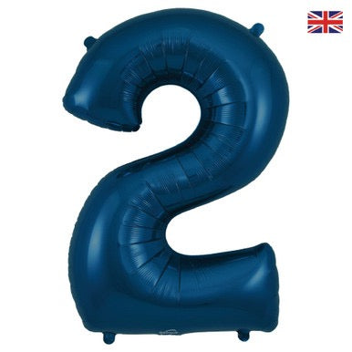 34 inch Oaktree Navy Blue Number 2 Foil Balloon