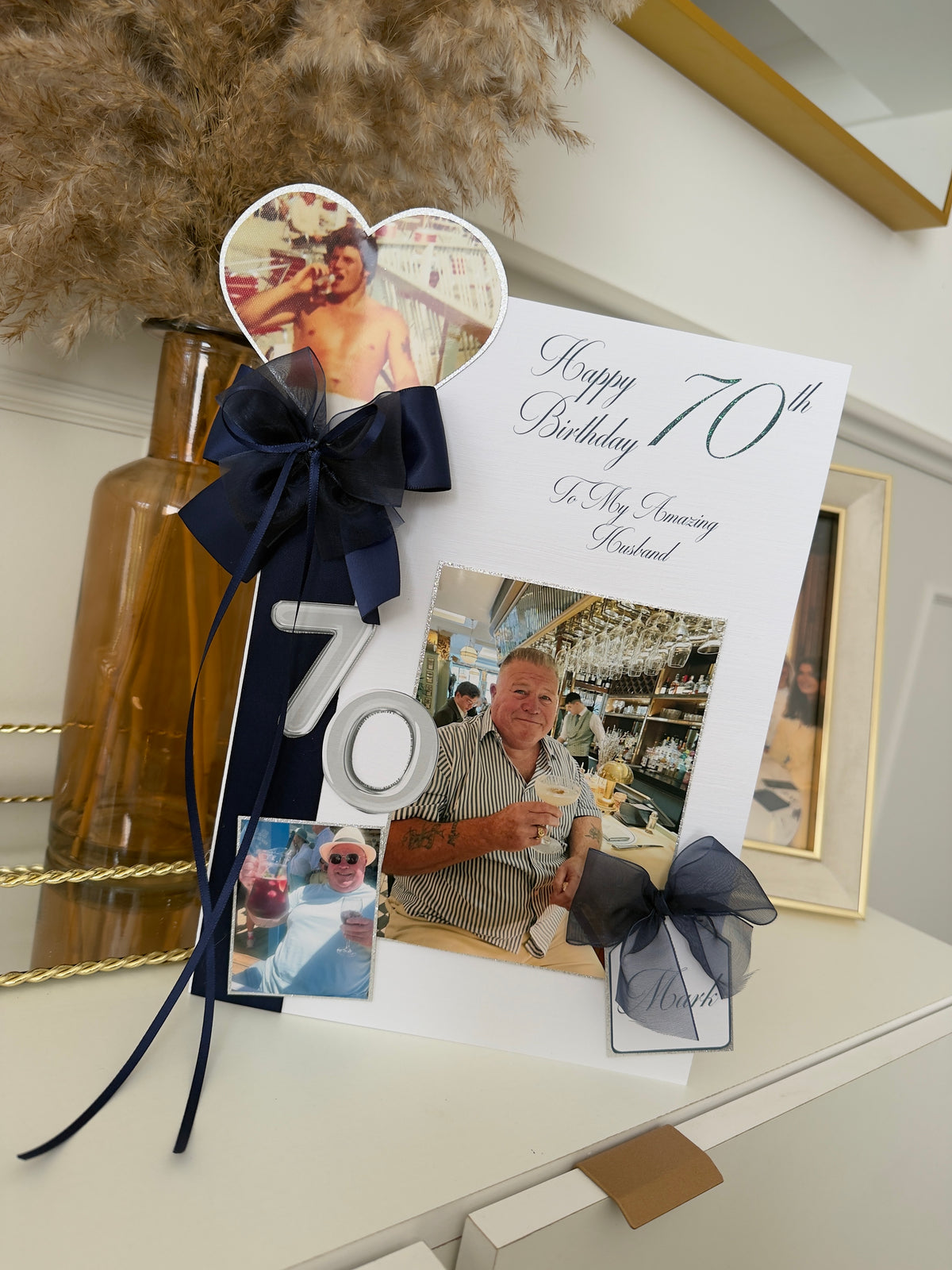Navy & Silver Milestone Card