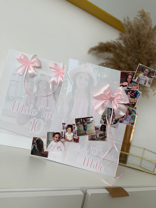 Pink & White Photo Bow Card