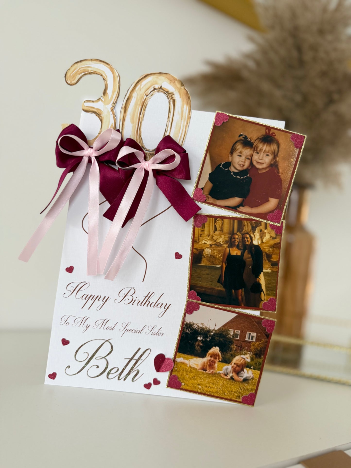 Burgundy & Gold Photo Card