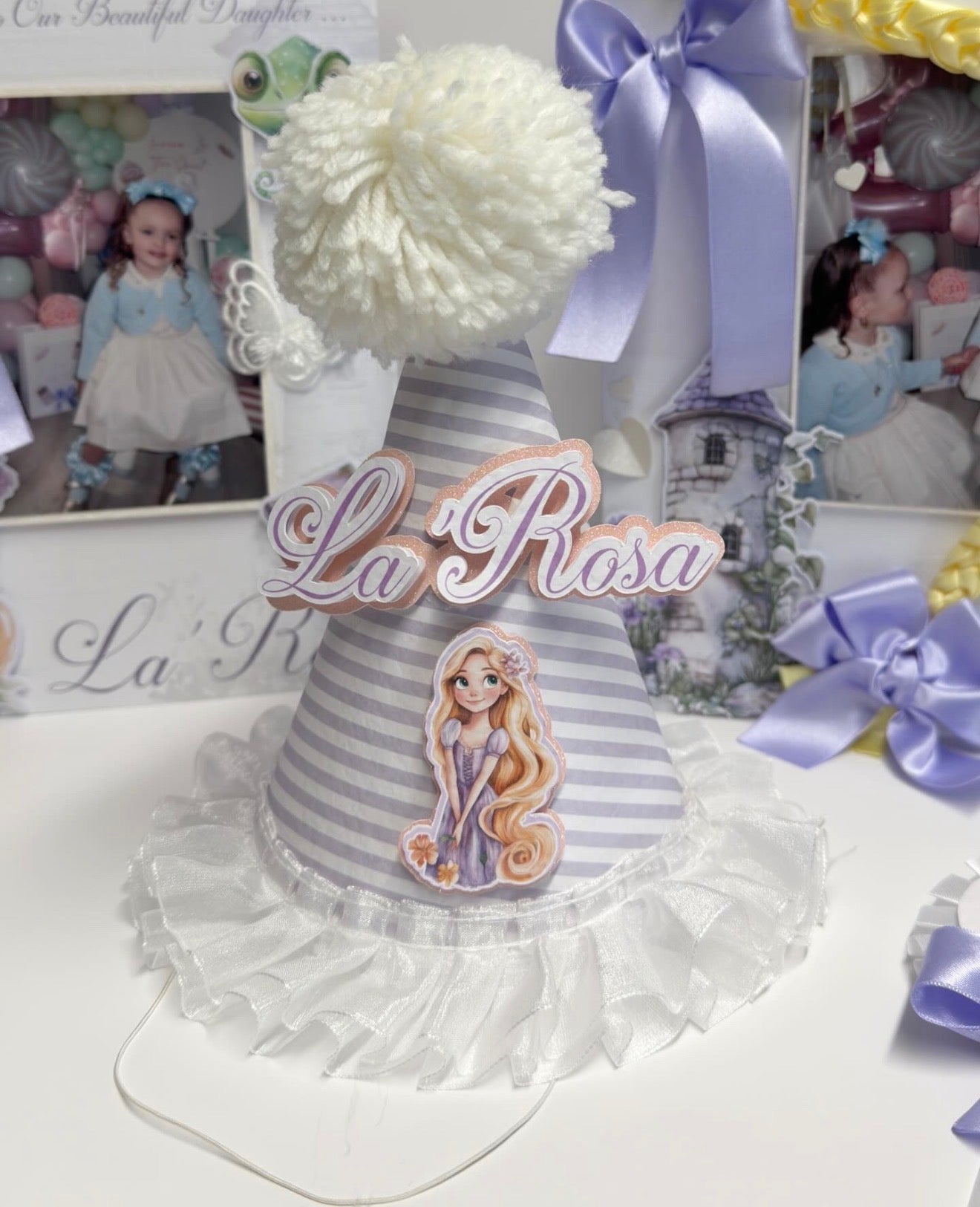 3D Pom Pom Rapunzel Party Hat