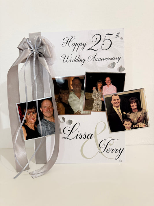 Silver 25th Wedding Anniversary Card - A4