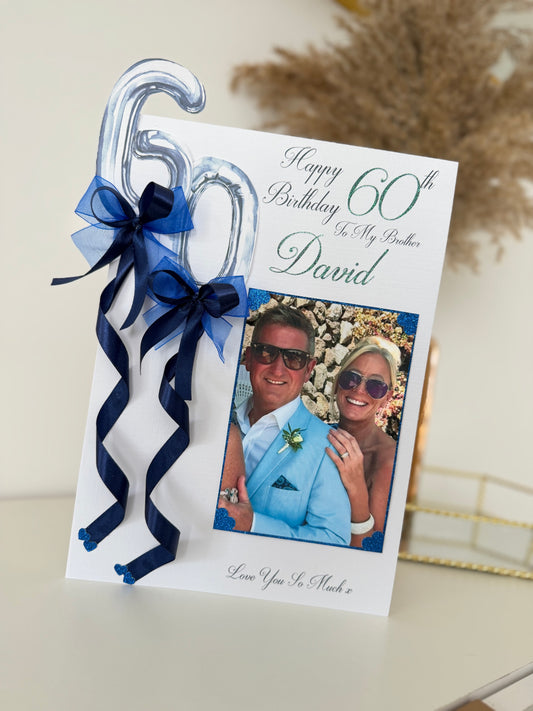Blue 3D Numbers Birthday Card