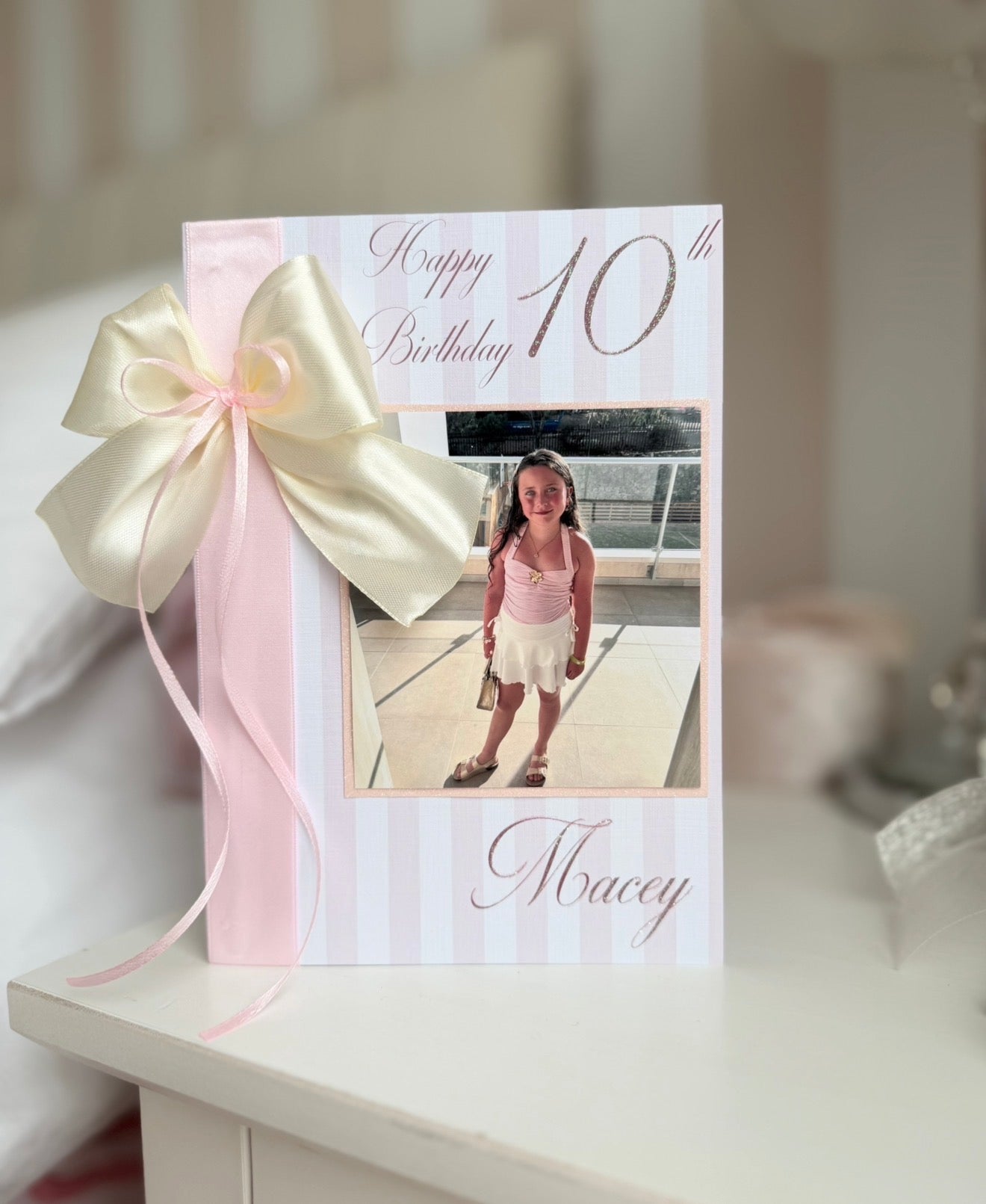 Pink & Cream Bow Card