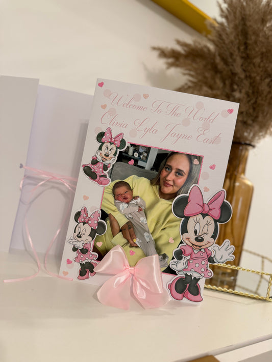 Minnie Mouse Baby Girl Arrival Card
