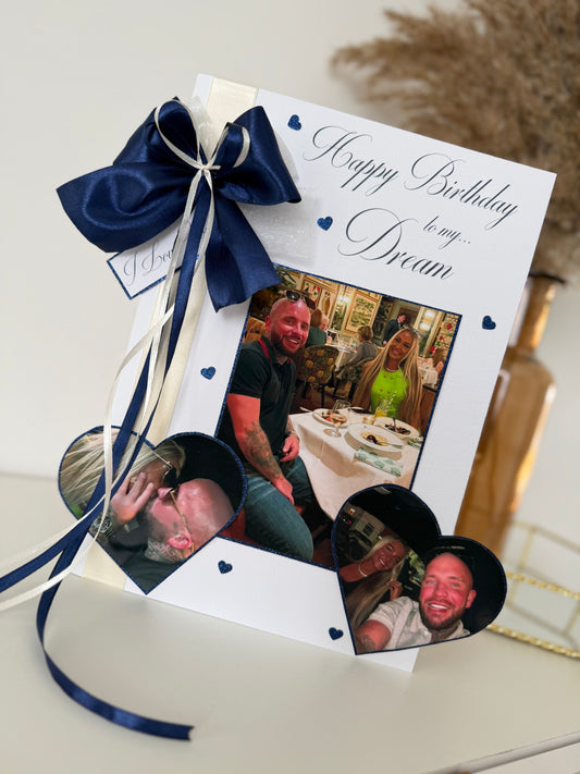 Navy & Cream Heart Card
