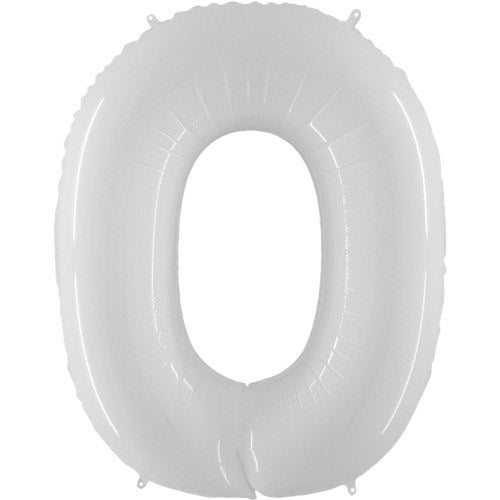 40 inch Shiny White Number 0 Fluo Balloon
