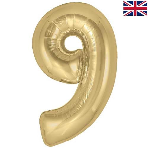 34 inch Oaktree Gold Silk Number 9 Foil Balloon