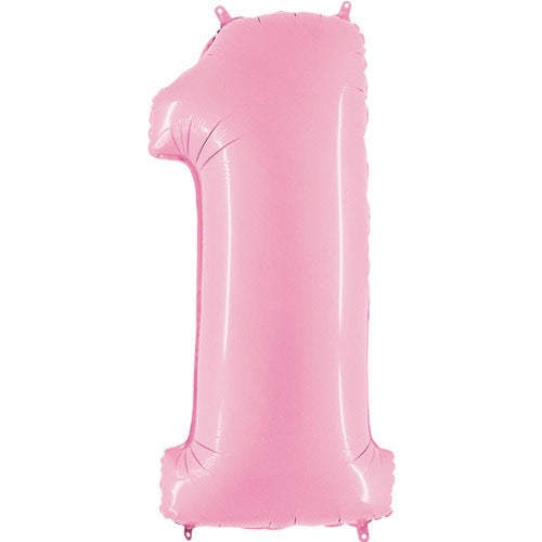 40 inch Pastel Pink Number 1 Foil Balloon