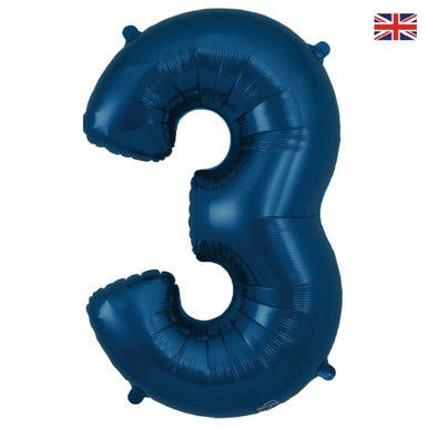 34 inch Oaktree Navy Blue Number 3 Foil Balloon