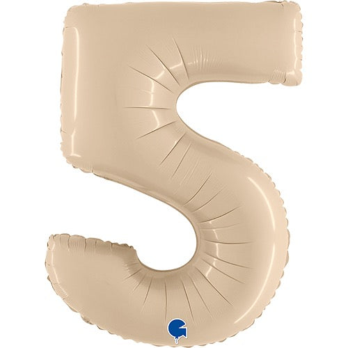 40 inch Cream Number 5 Satin Foil Balloon