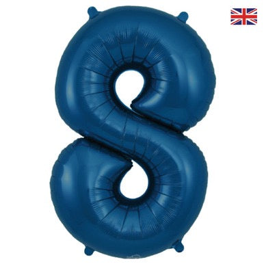 34 inch Oaktree Navy Blue Number 8 Foil Balloon