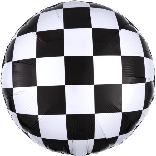 18 inch Black & White Checkerboard Foil Balloon