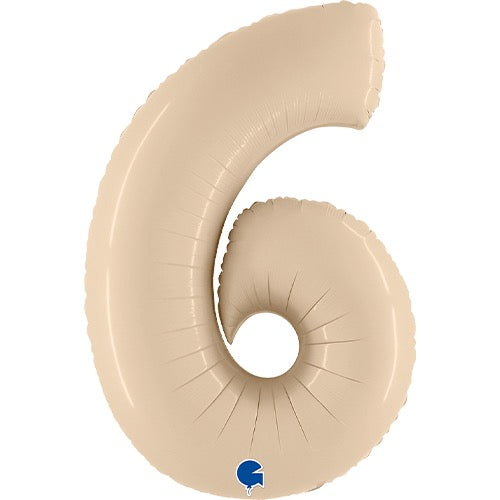 40 inch Cream Number 6 Satin Foil Balloon